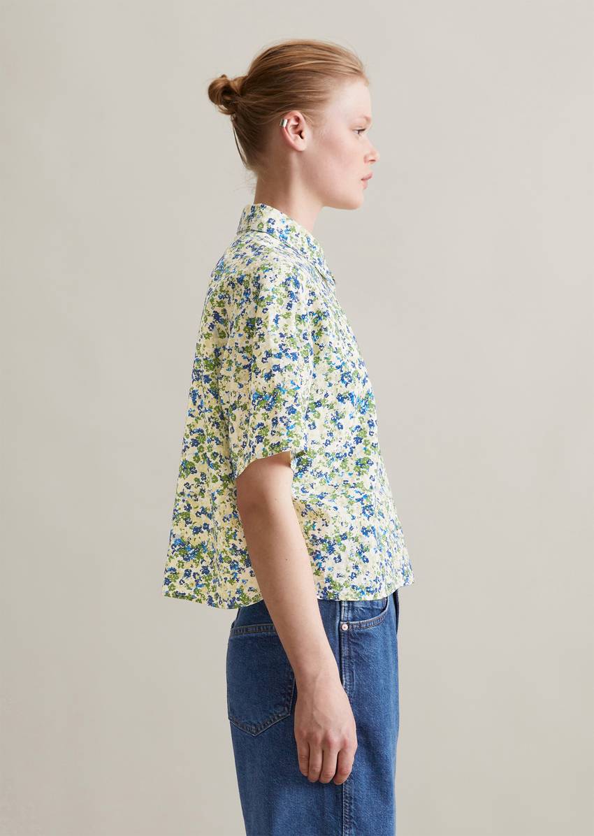 Relaxed print short-sleeved blouse made from LENZING™ ECOVERO™ mix