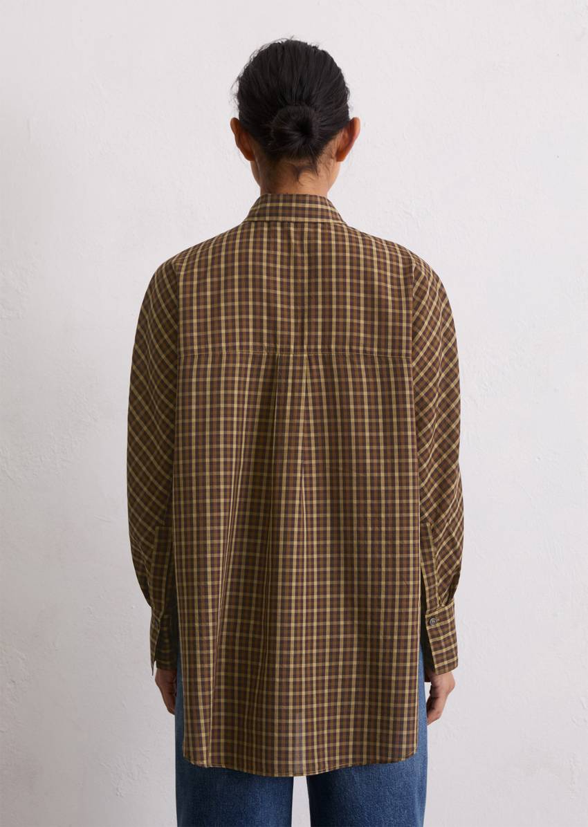 Check blouse oversize made from an organic cotton/lyocell mix