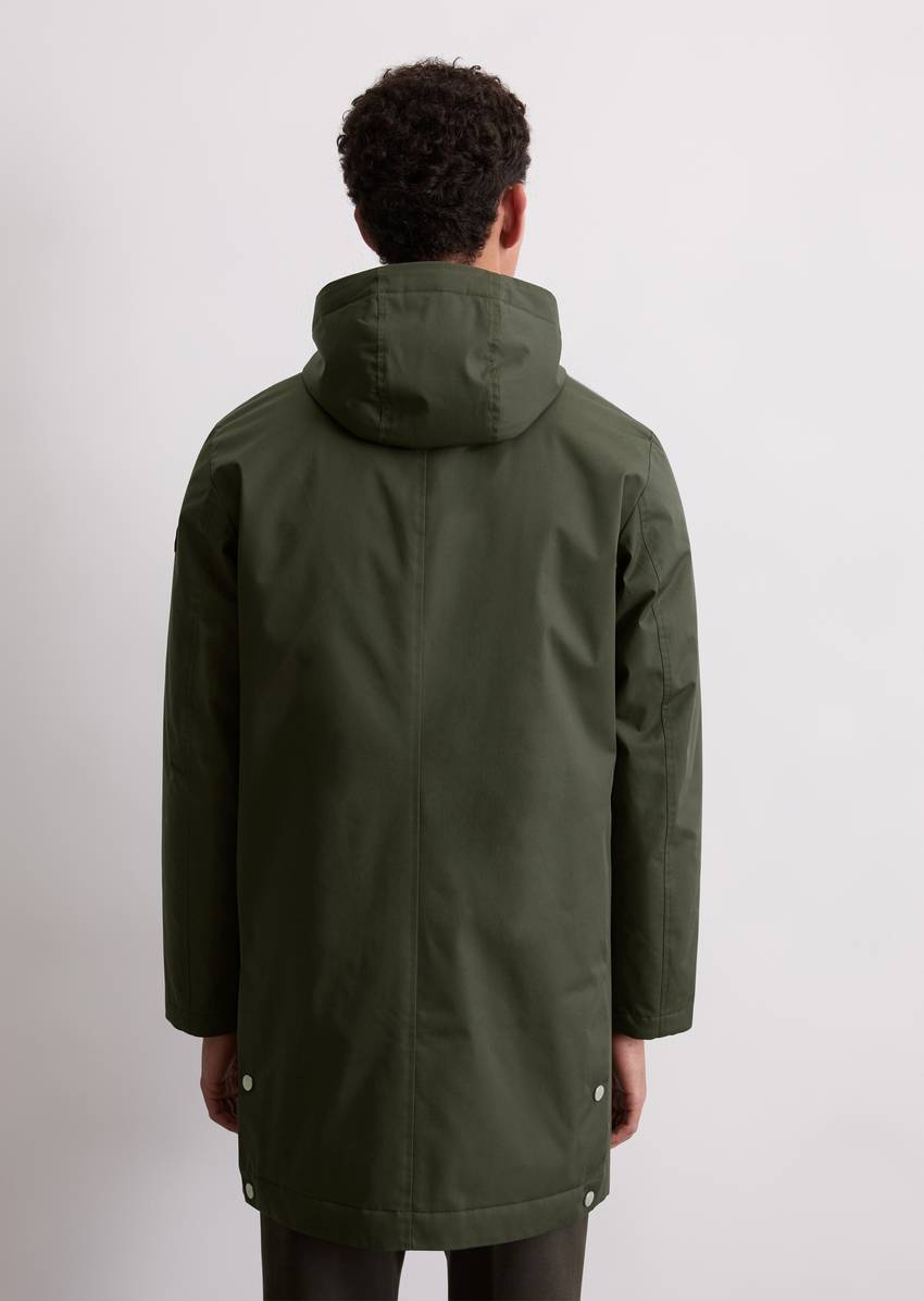 Short coat with hood in carcoat style