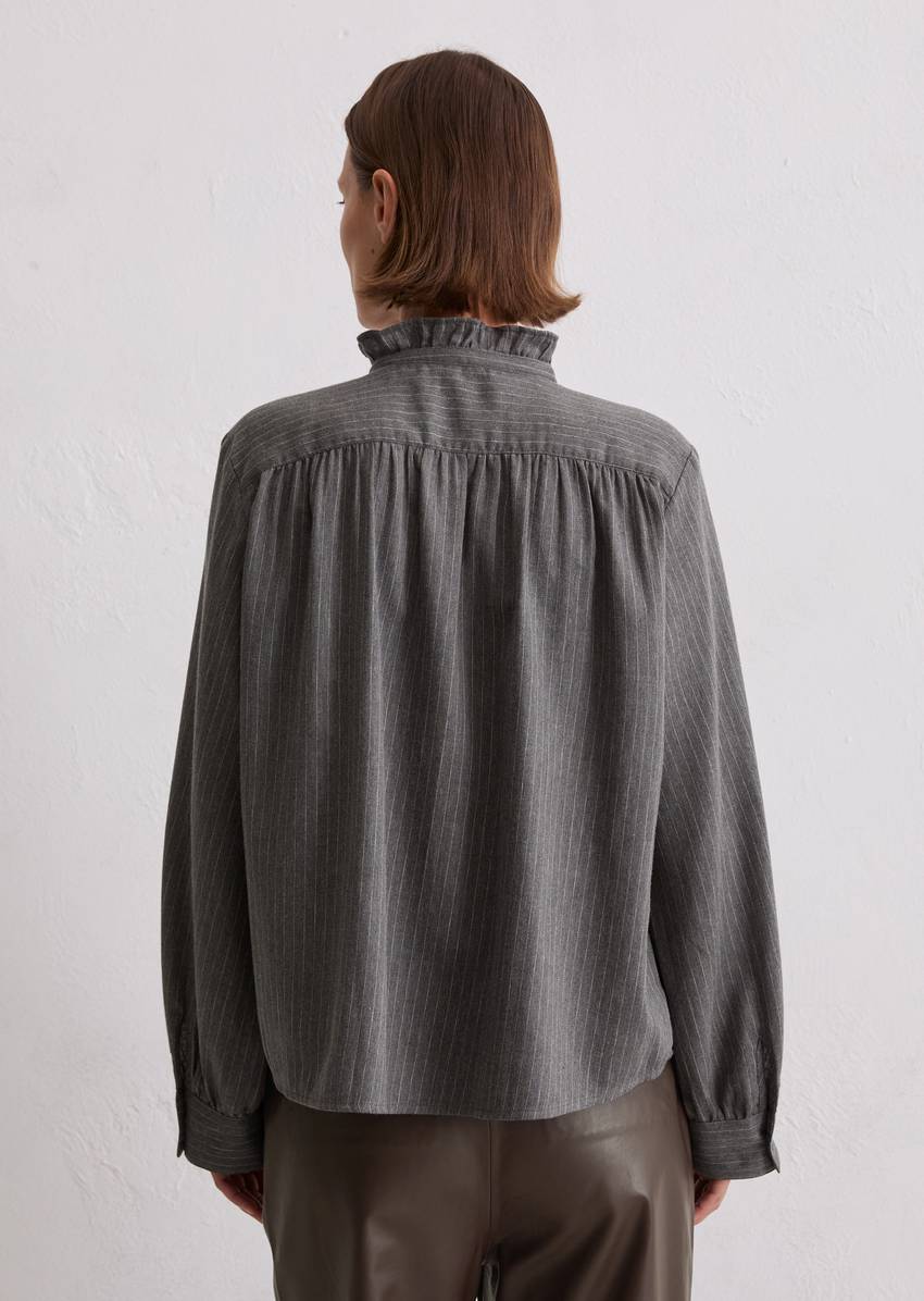 Regular pinstripe blouse made from cotton satin