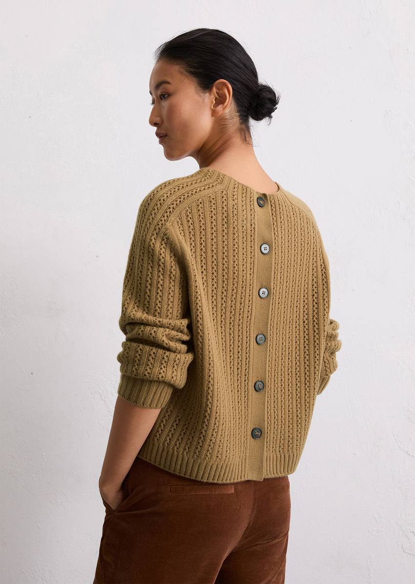 Ajour sweater loose made from a virgin wool mix