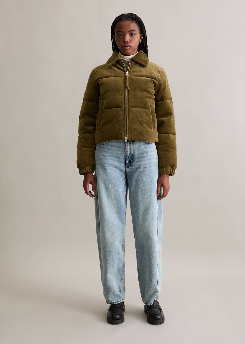 Corduroy puffer jacket regular cropped with soft padding