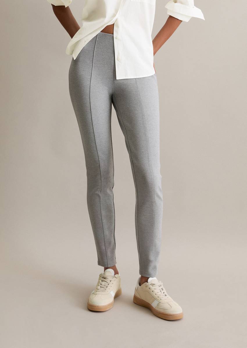 Jersey pants slim made from compact interlock