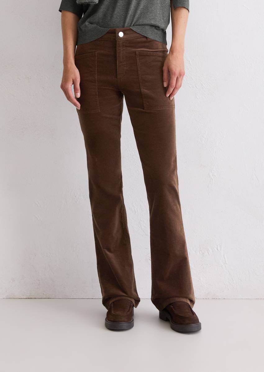 Velvet pants model Kiruna flared made from organic cotton stretch