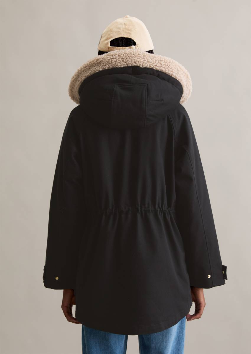 Outdoor jacket oversize made from organic cotton stretch twill