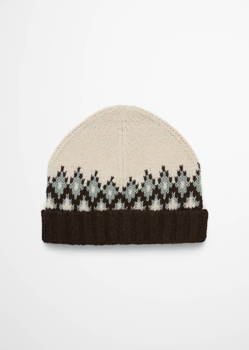 Norwegian knitted hat made from a soft organic cotton/virgin wool blend