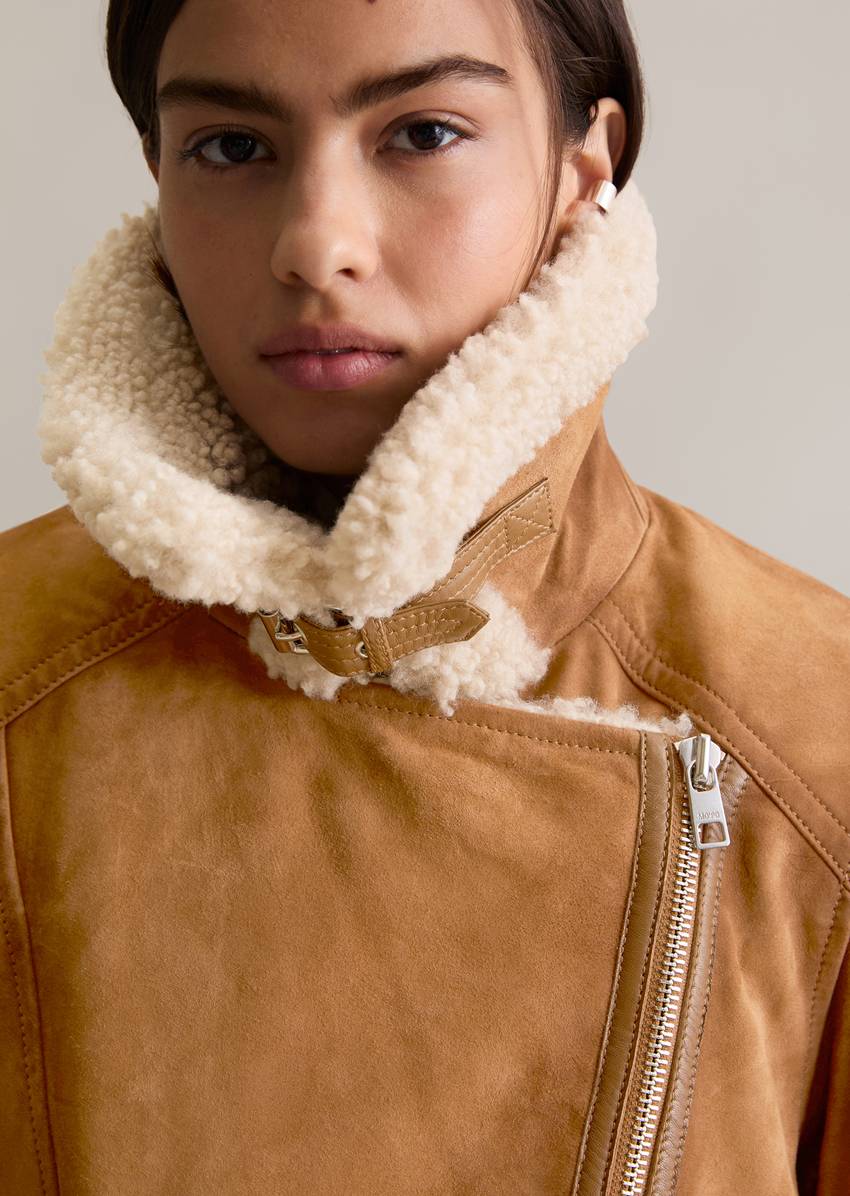 Suede jacket regular with teddy plush