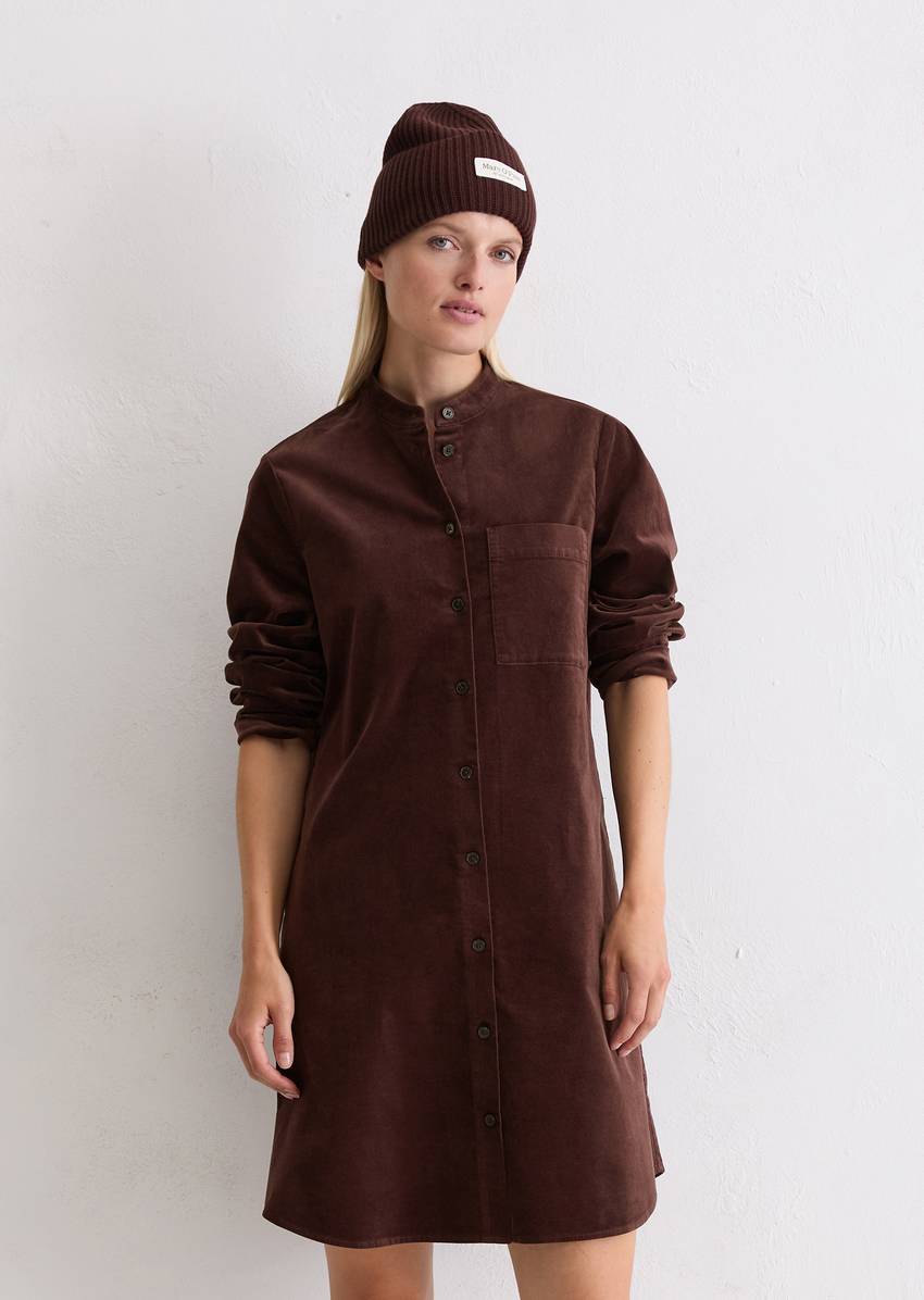 Velvet shirt dress A-shape made from organic cotton stretch