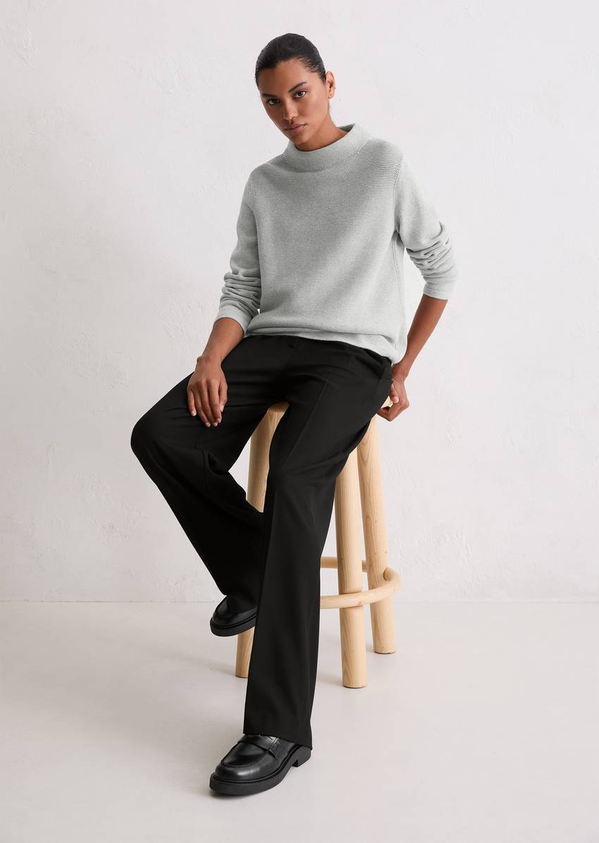 Knitted sweater slim made from organic cotton