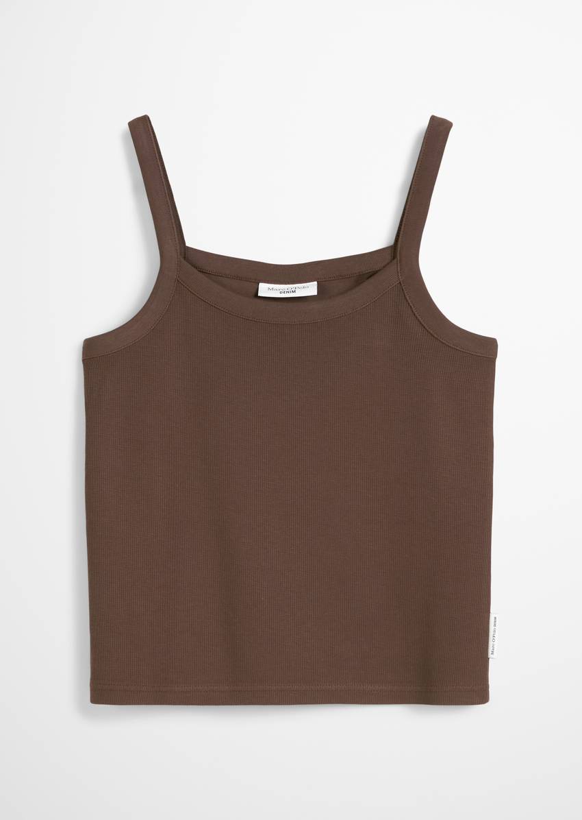 Cropped strap top made from ribbed organic cotton