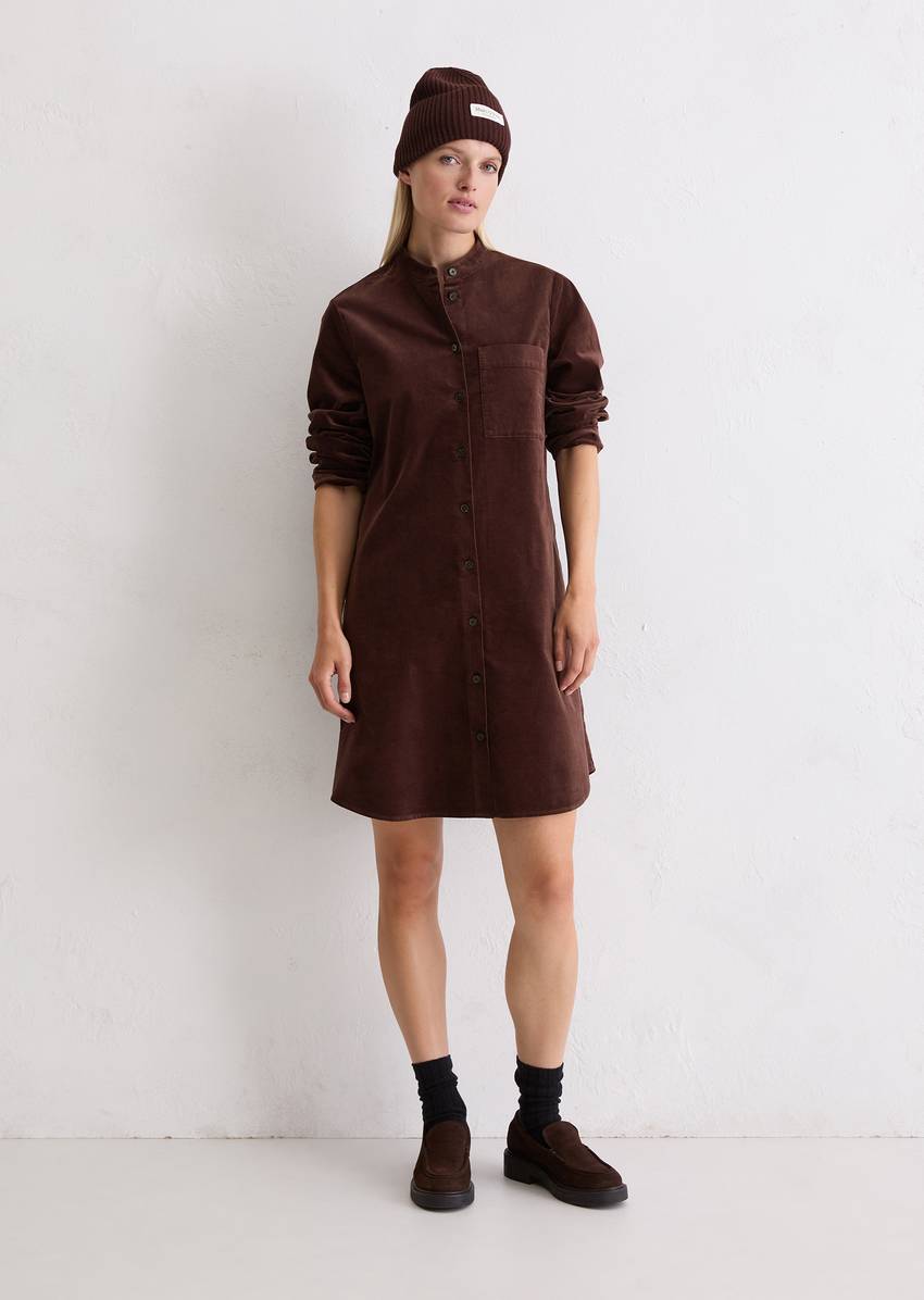 Velvet shirt dress A-shape made from organic cotton stretch