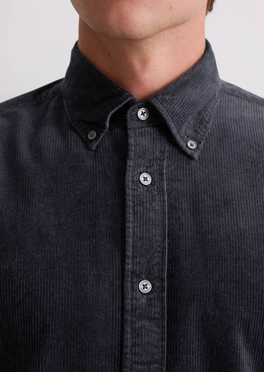 Corduroy shirt regular with button-down collar