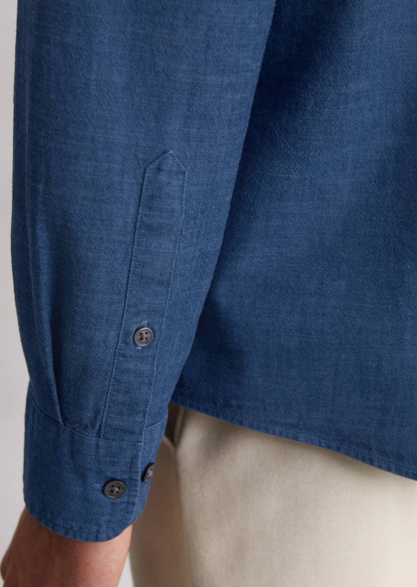 Shirt shaped made from lightweight organic cotton chambray