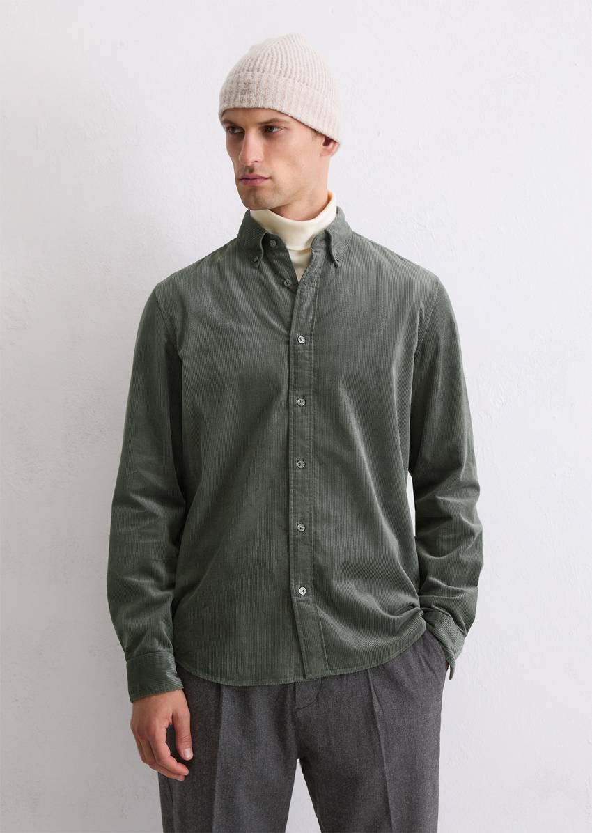 Corduroy shirt regular with button-down collar