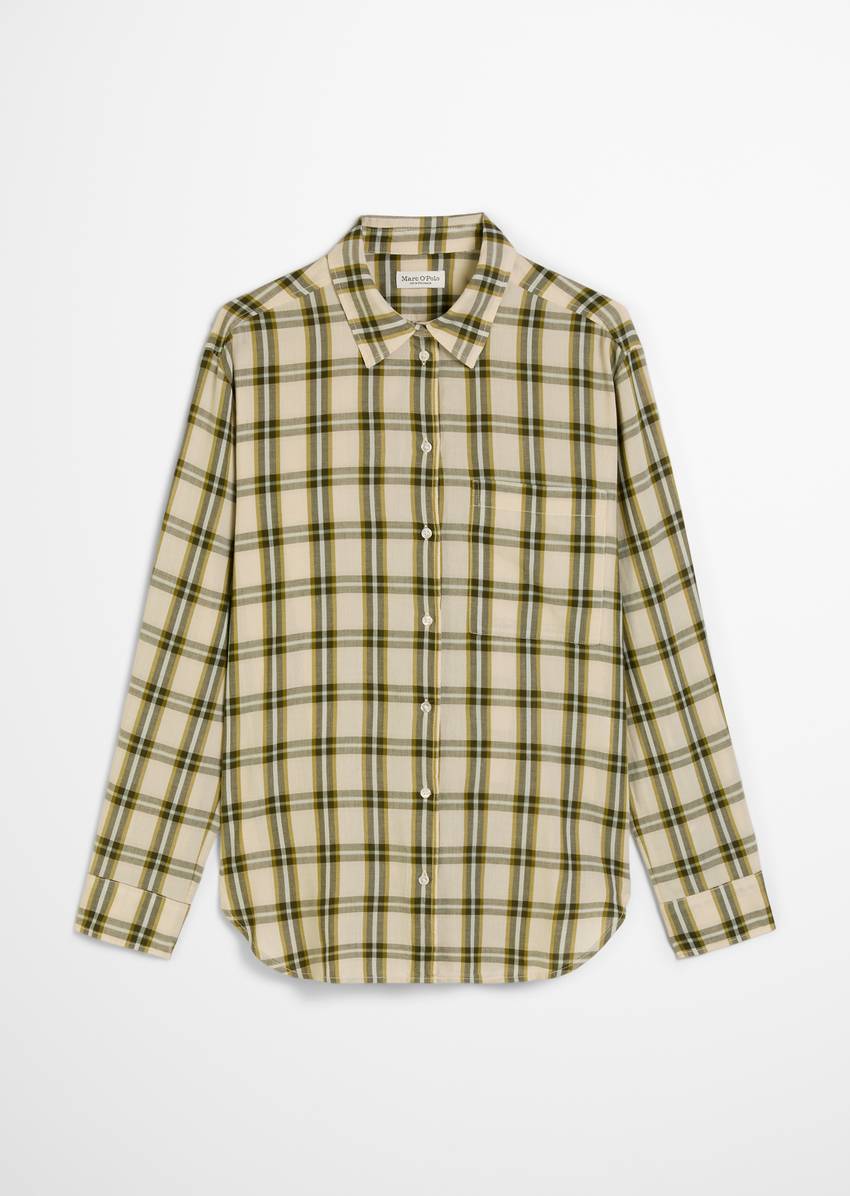 Check blouse regular made of cotton voile