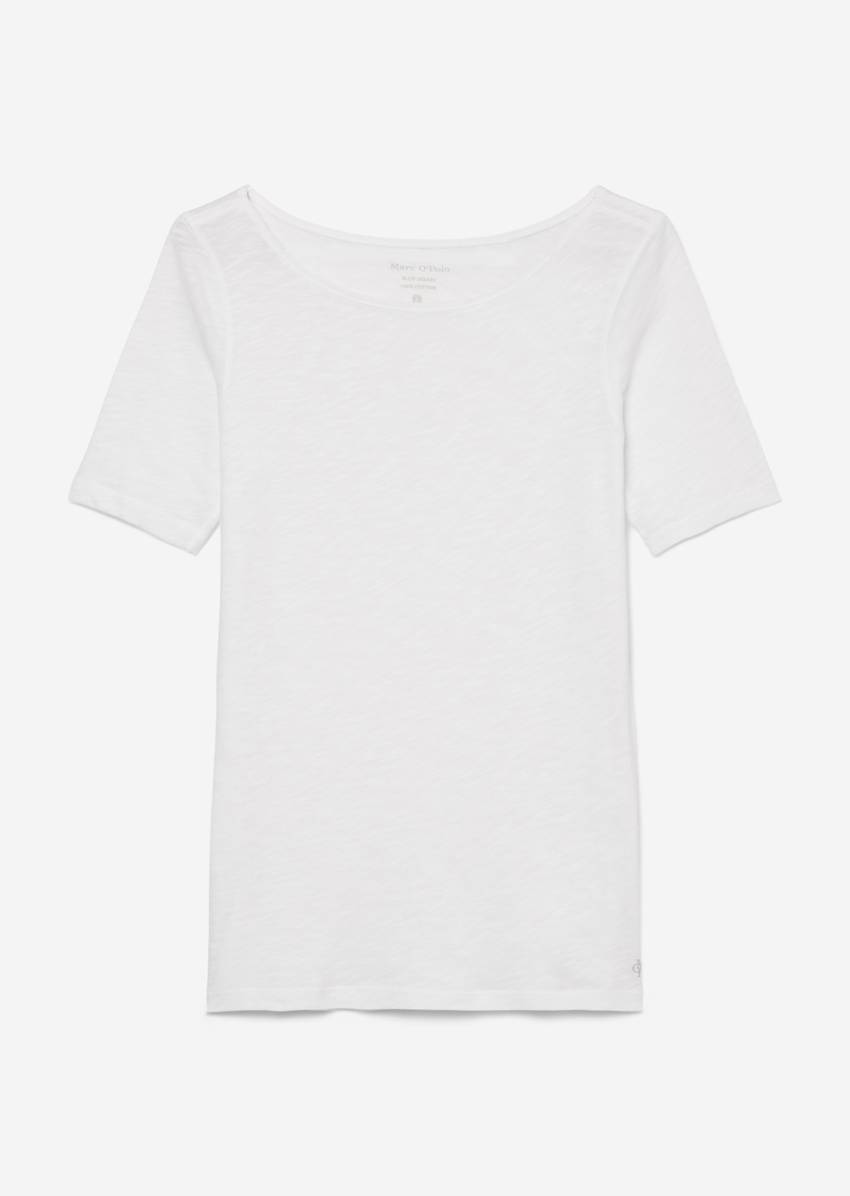 Regular slub jersey T-shirt with a bateau neckline