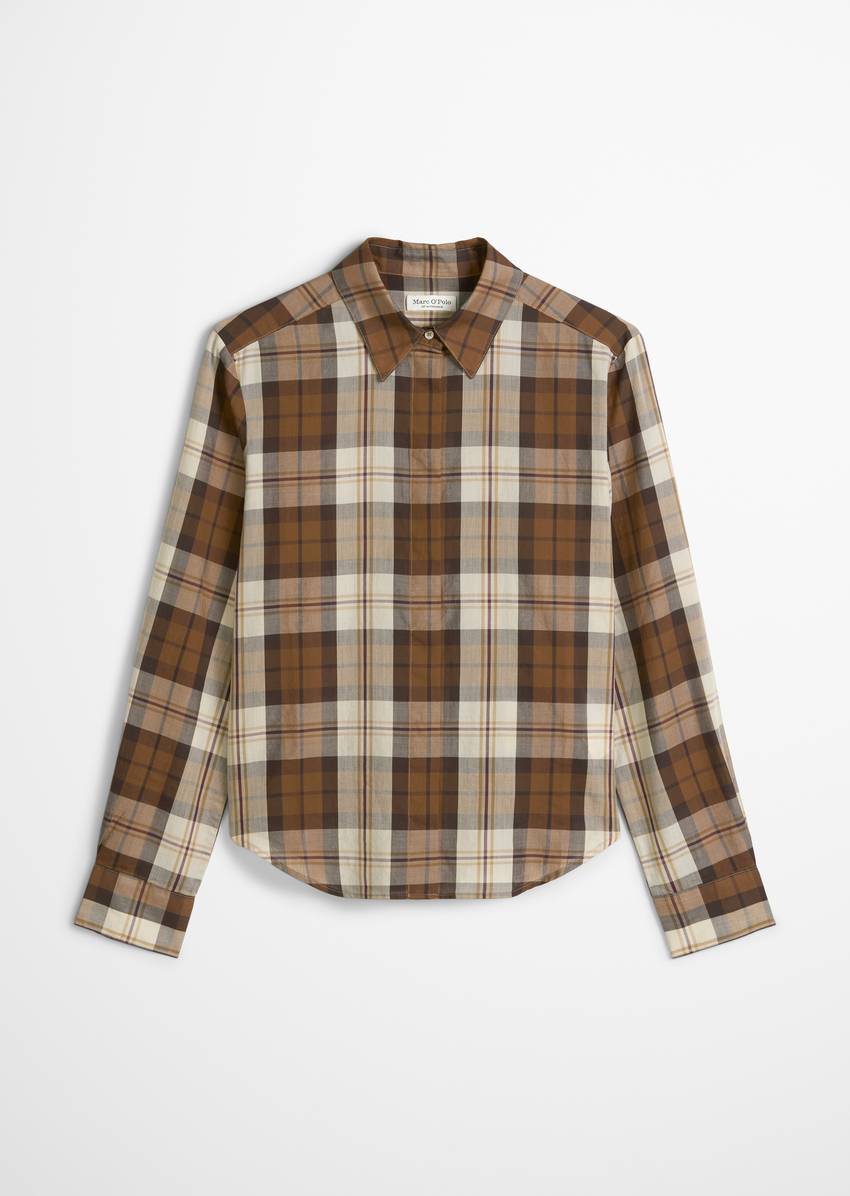 Check blouse fitted made from an organic cotton/lyocell mix