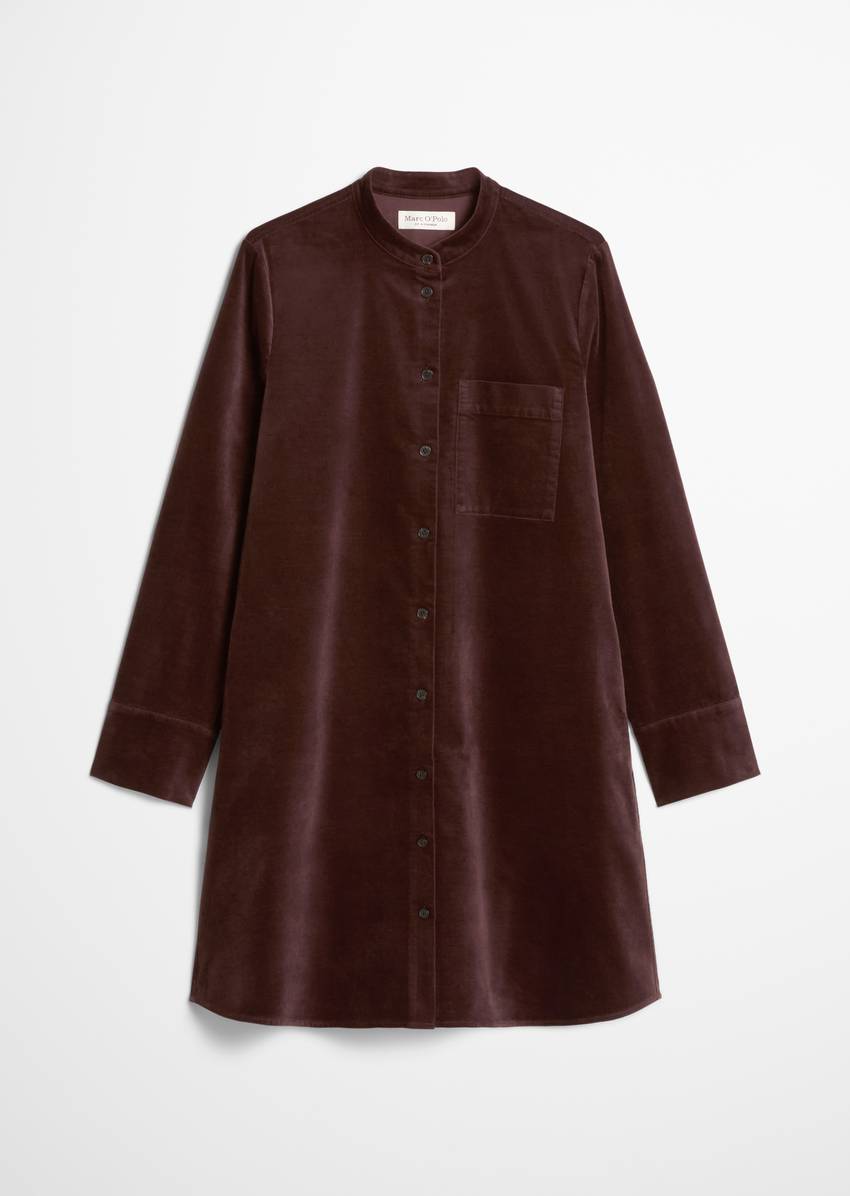 Velvet shirt dress A-shape made from organic cotton stretch