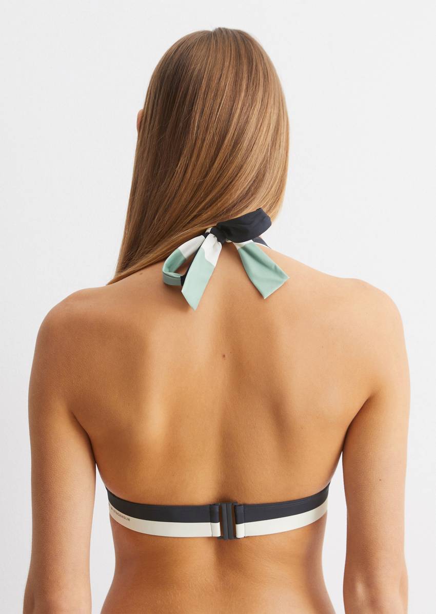 Halter neck bikini top made from recycled material