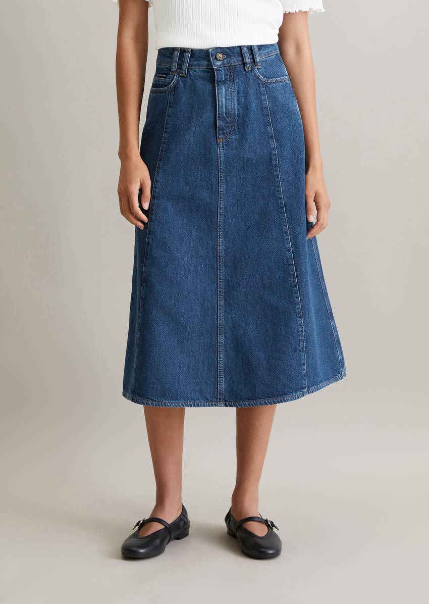 Midi denim skirt midi made from pure cotton