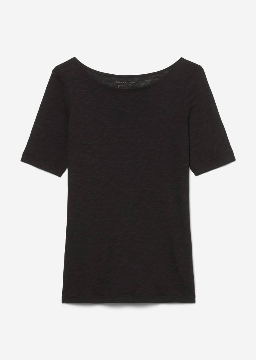 Regular slub jersey T-shirt with a bateau neckline