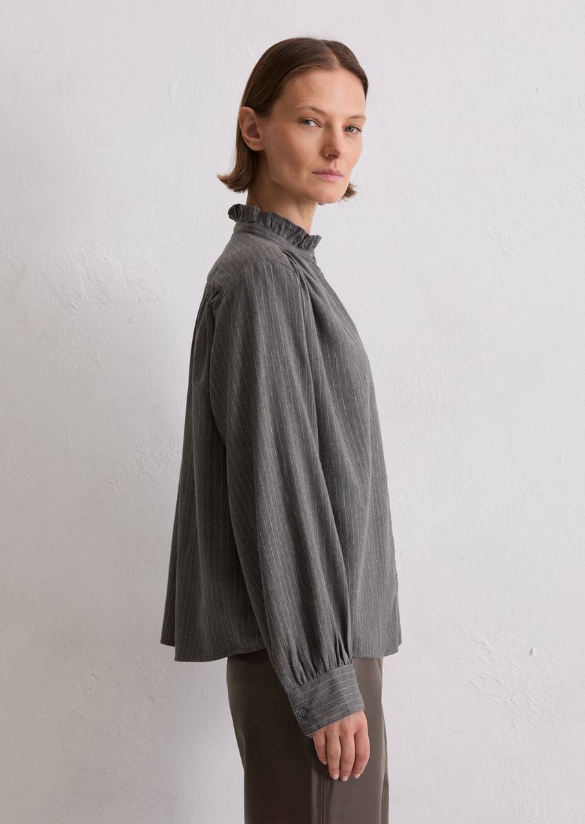 Regular pinstripe blouse made from cotton satin