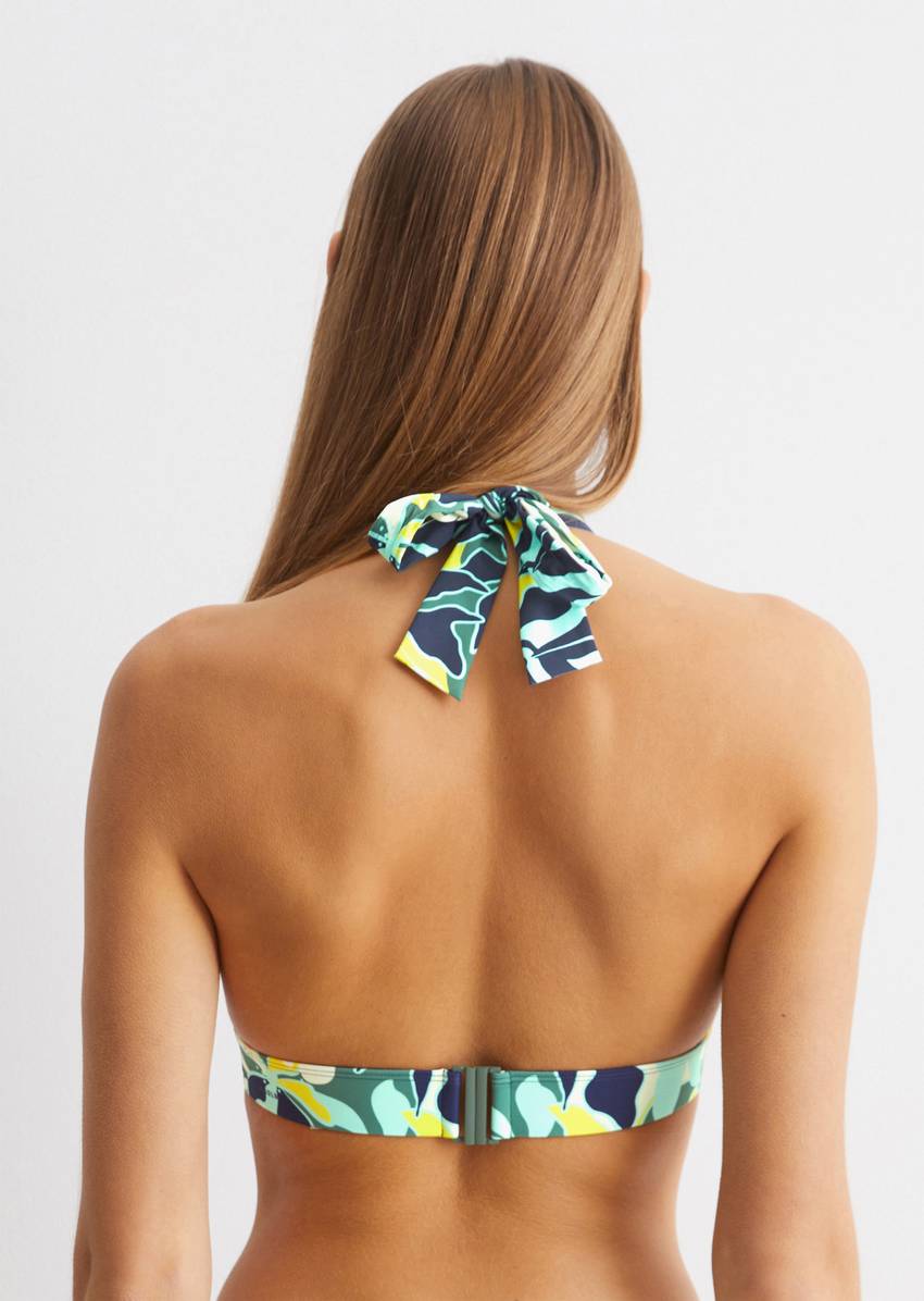 Halter neck bikini top made from recycled material