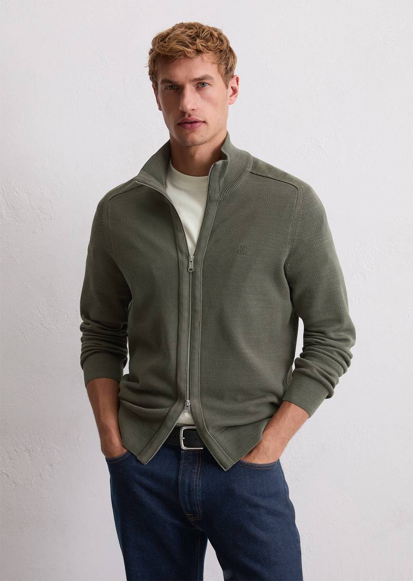 Zipper training jacket made from fine organic cotton piqué