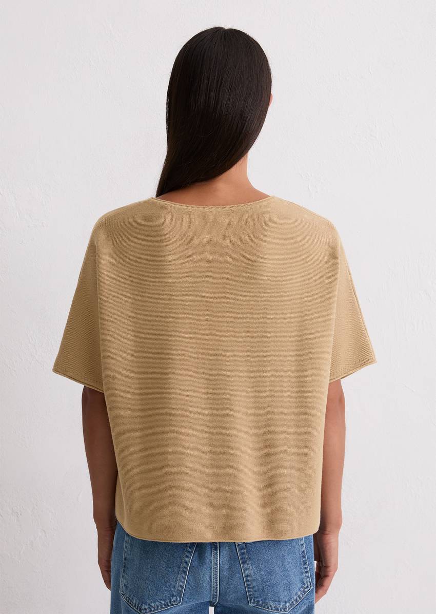 Short-sleeved knitted sweater loose made from organic cotton