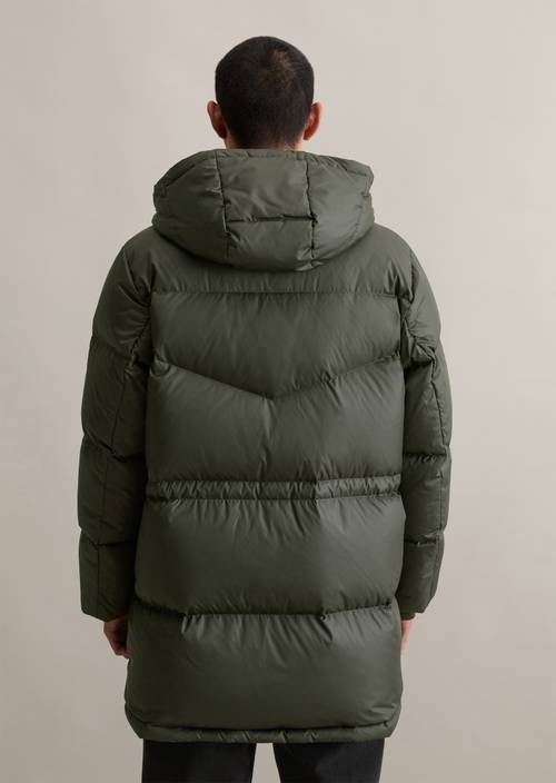 Down coat regular with fixed hood