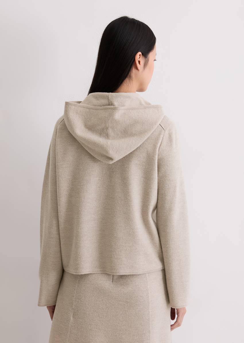 Zip cardigan loose made from boiled wool