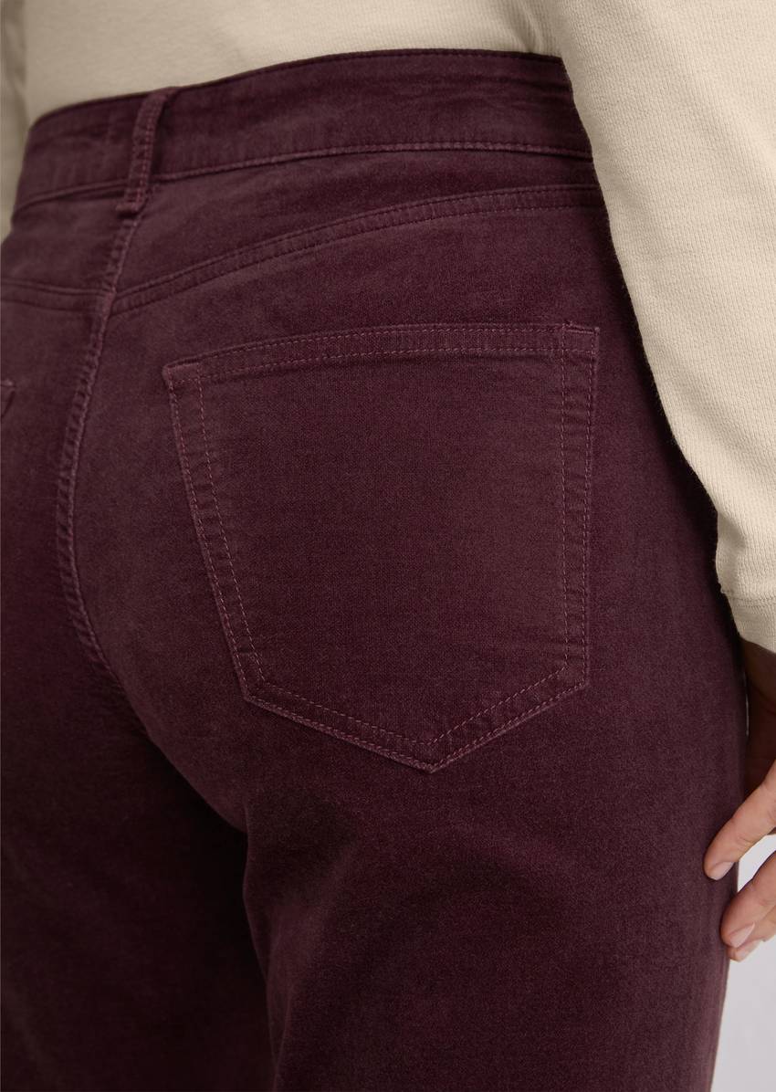 Velvet pants model Alkea slim made from an organic cotton stretch blend