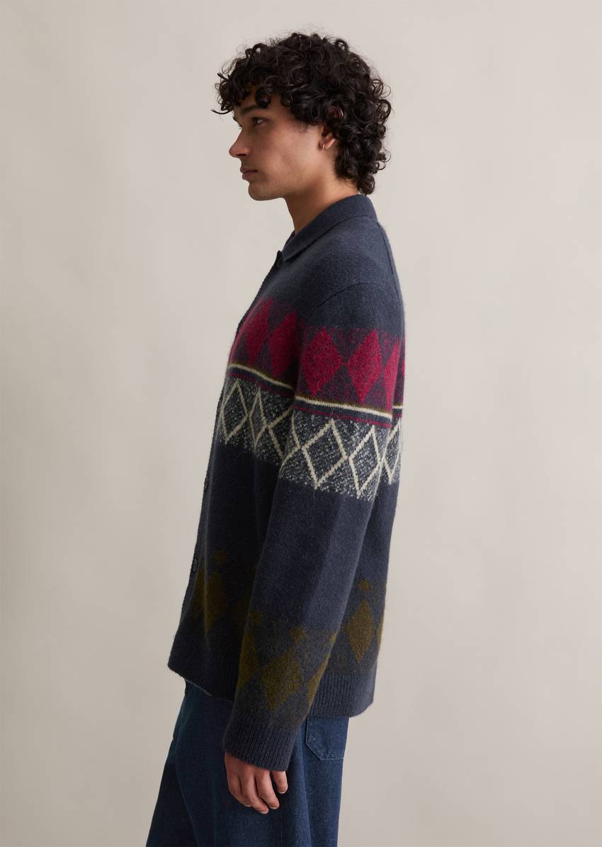 Cardigan with relaxed collar with mohair content