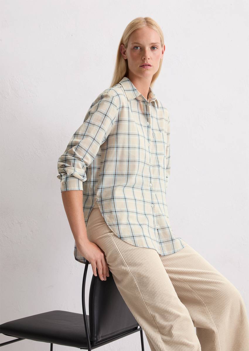 Check blouse regular made of cotton voile