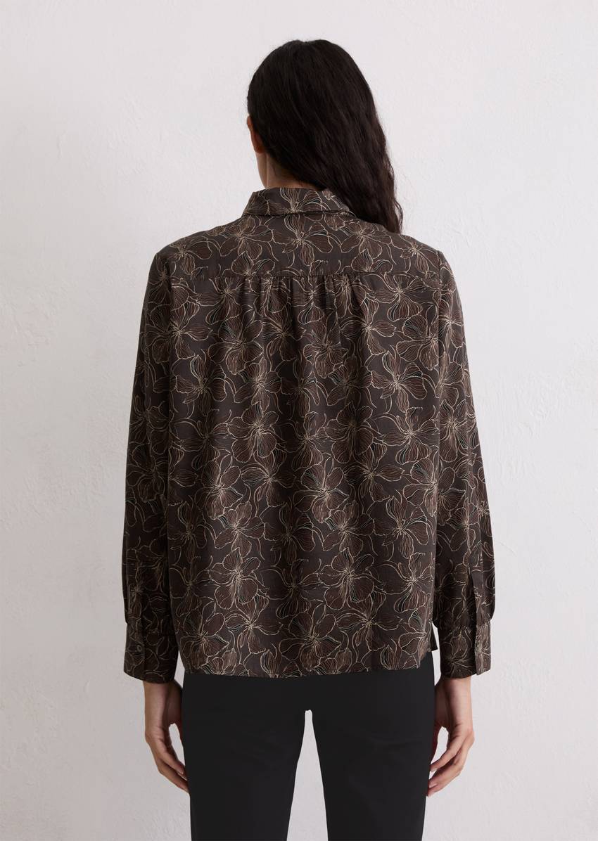 Regular blouse made from cotton satin