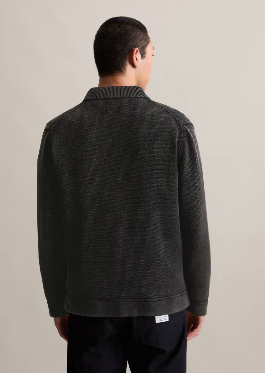 Relaxed cardigan in denim jacket look