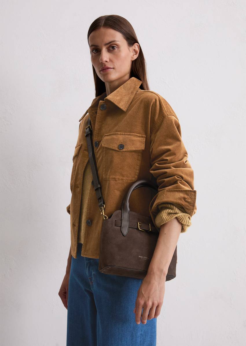 Crossbody bag small made from soft suede cowhide