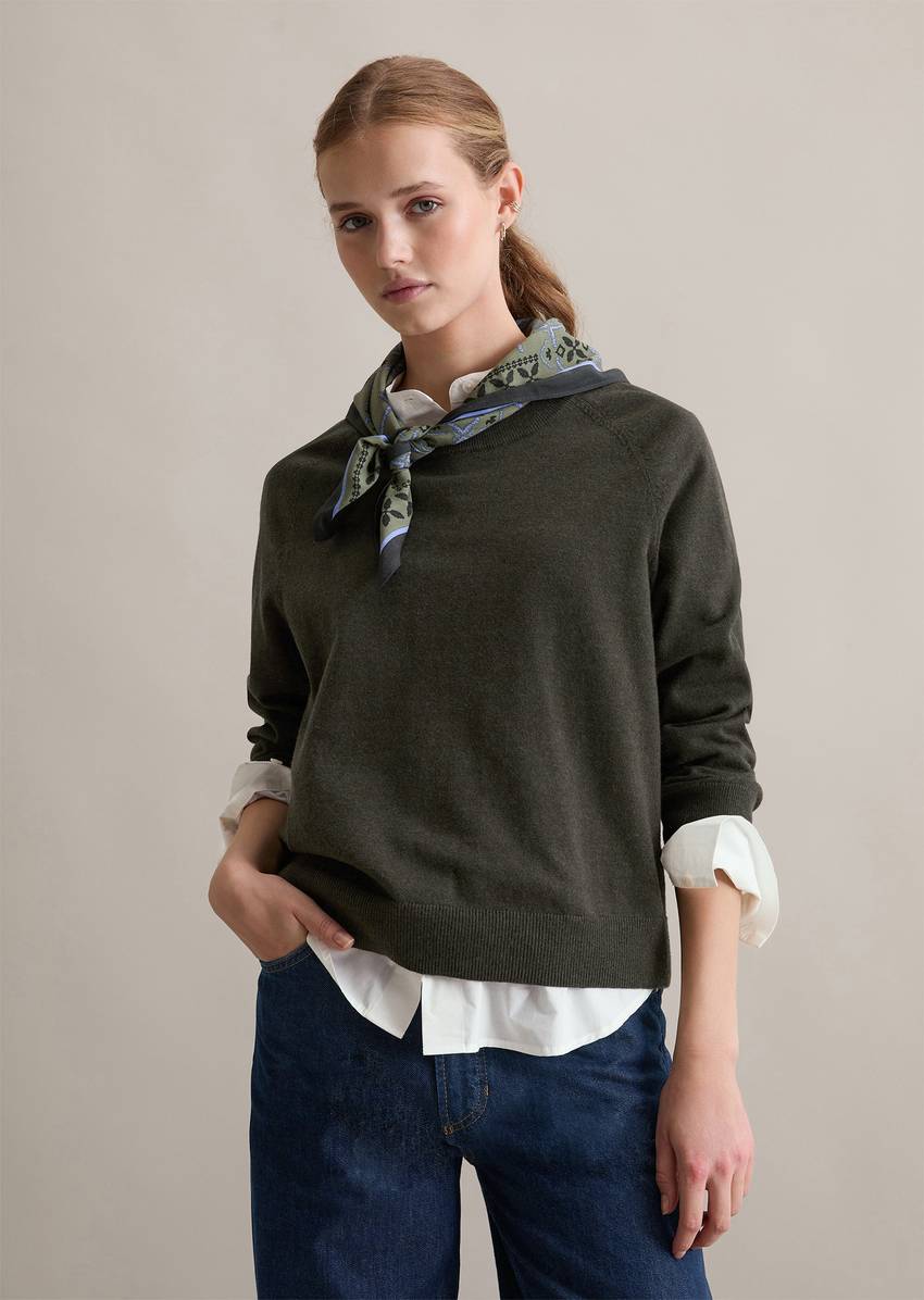 Knitted sweater regular made from soft cotton stretch