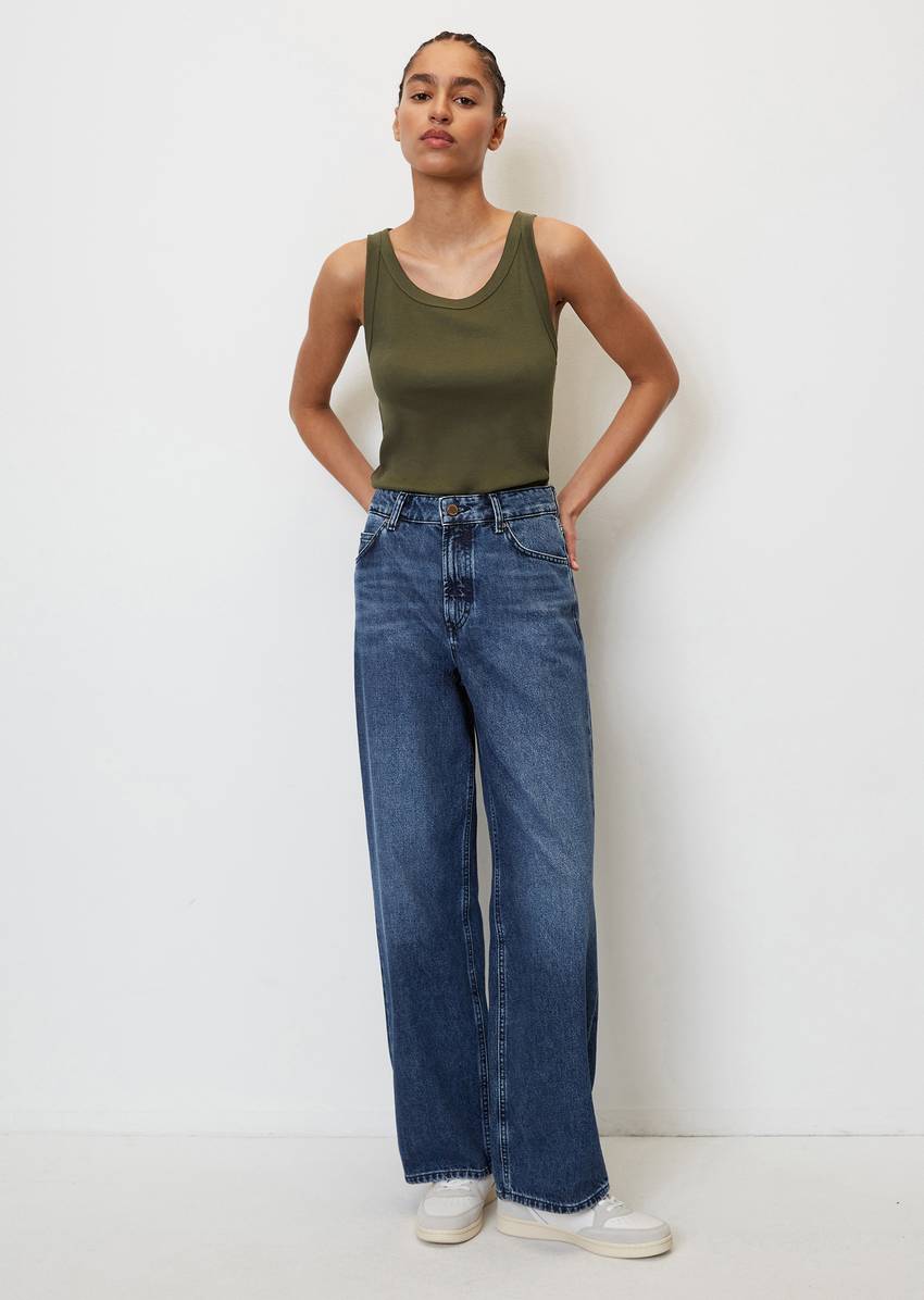 Ribbed tank top slim made from organic cotton stretch jersey