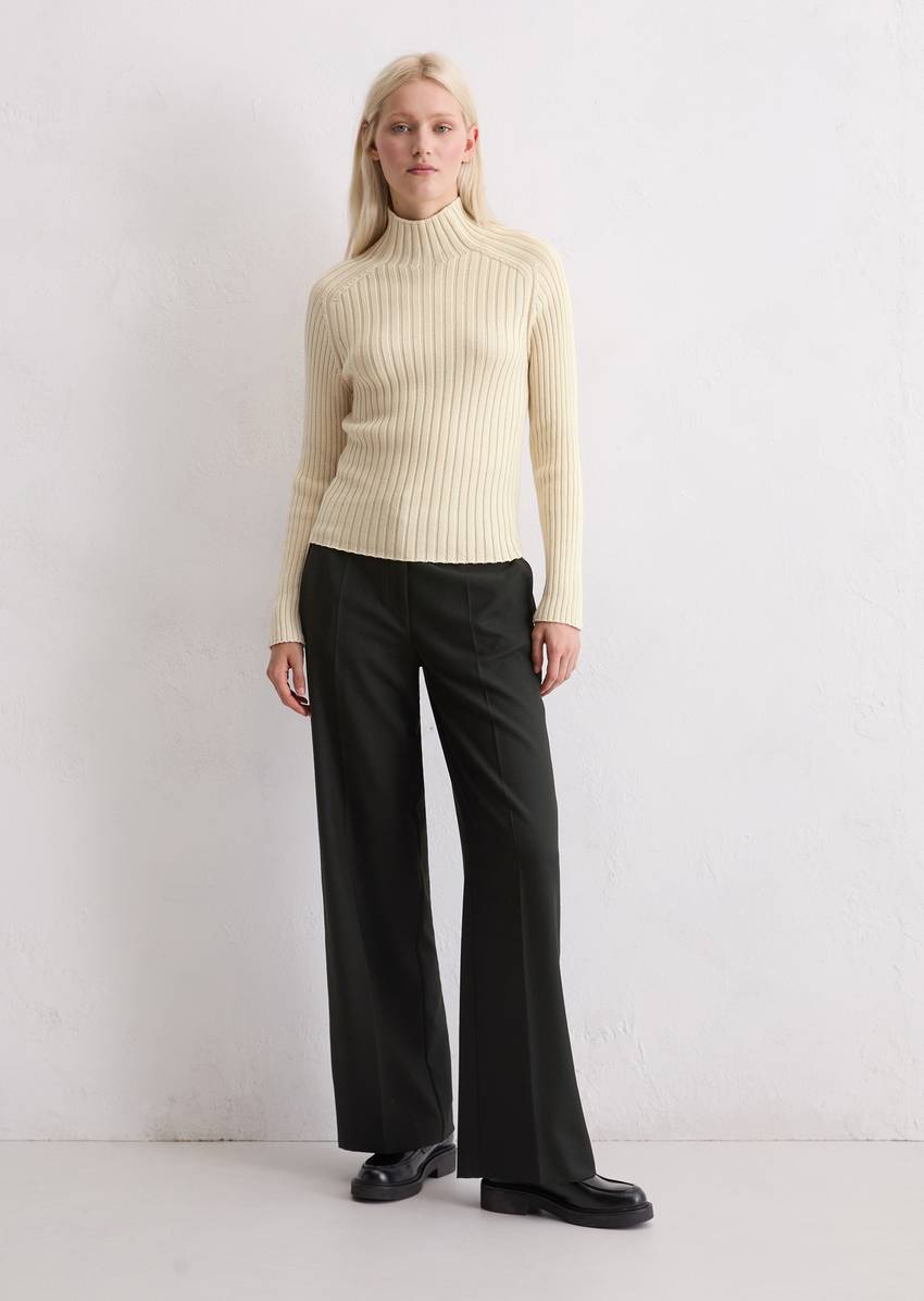 Turtleneck sweater slim made from heavy weight cotton