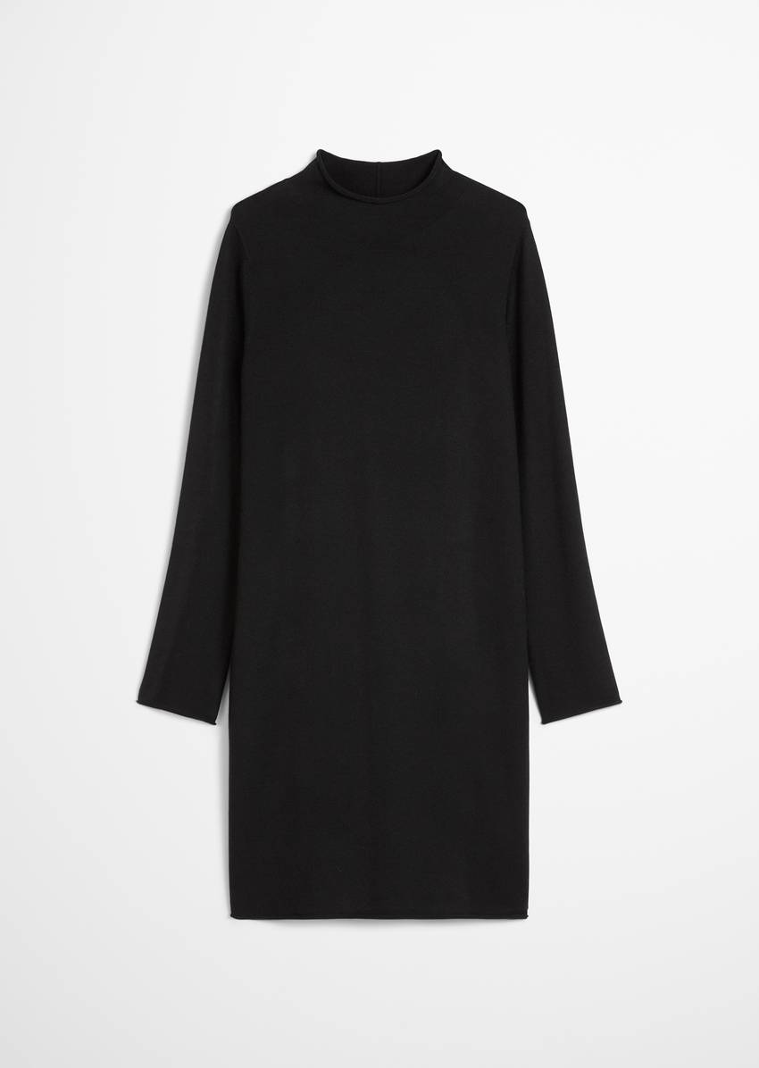 Knitted dress regular made from a fine virgin wool/viscose blend