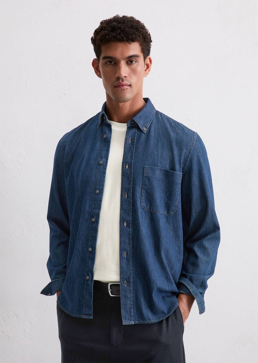 Regular denim shirt Made from lightweight organic cotton