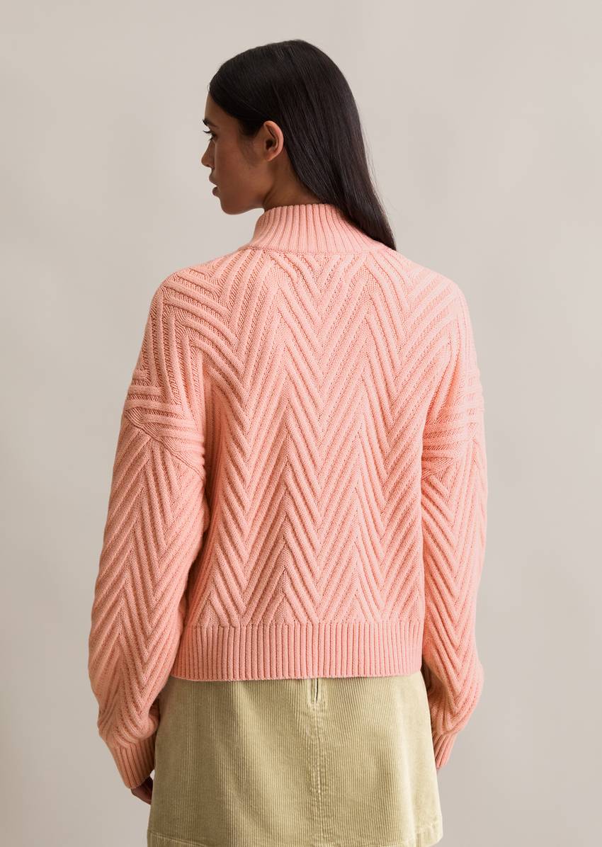 Relaxed knit troyer made from a soft virgin wool blend