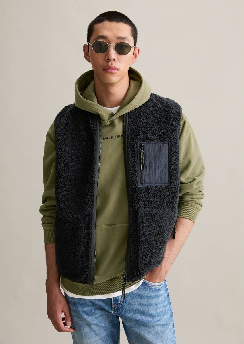 Teddy vest regular with nylon breast pocket