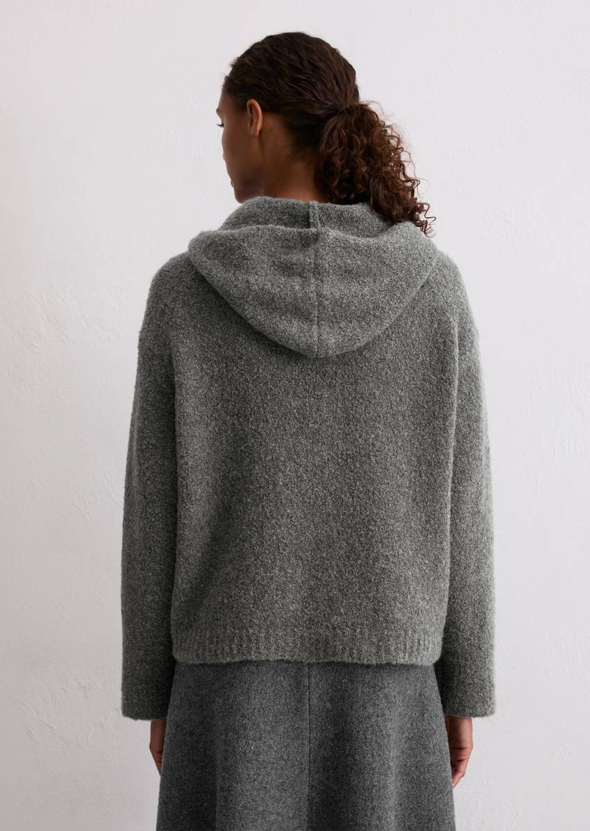 Bouclé hoodie loose made from a virgin wool/alpaca wool mix