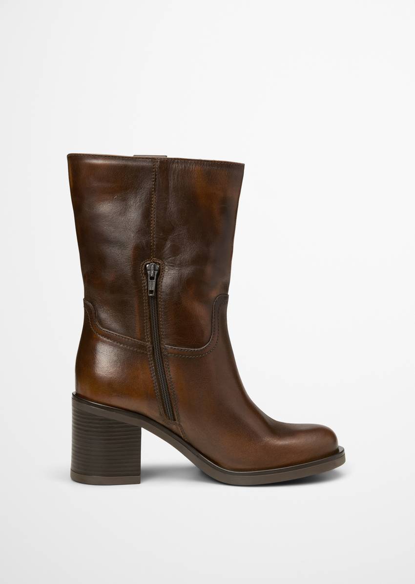Short-shaft boots made from fine cowhide