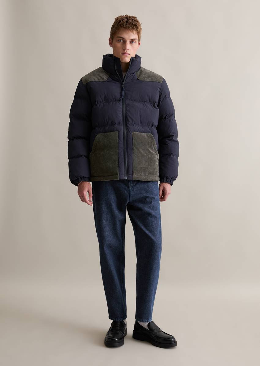 Quilted jacket regular with contrasting corduroy inserts