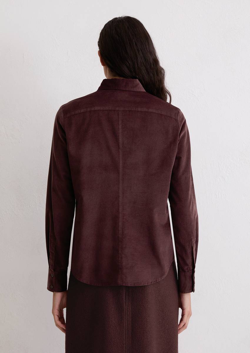 Fitted velvet blouse made from an organic cotton-viscose blend