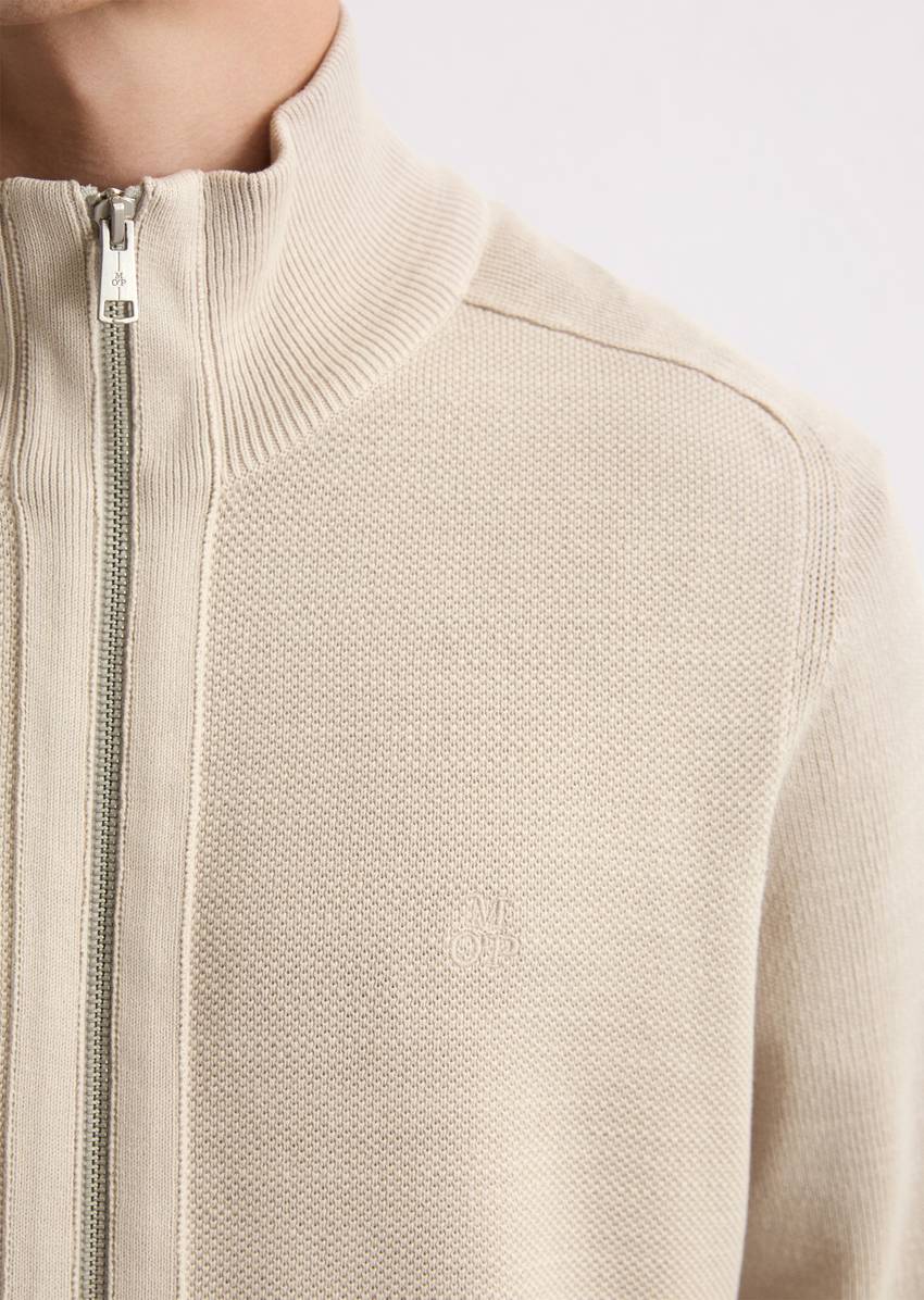 Zipper training jacket made from fine organic cotton piqué