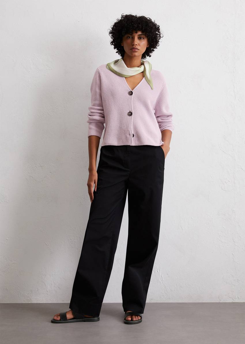 V-neck cardigan relaxed made from heavyweight organic cotton